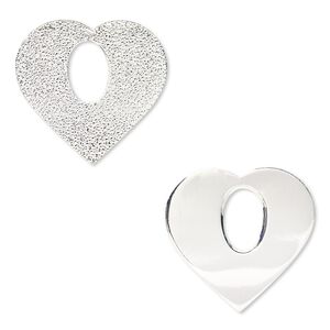 Component, sterling silver-filled, 23x22mm single-sided textured heart go-go. Sold per pkg of 2.