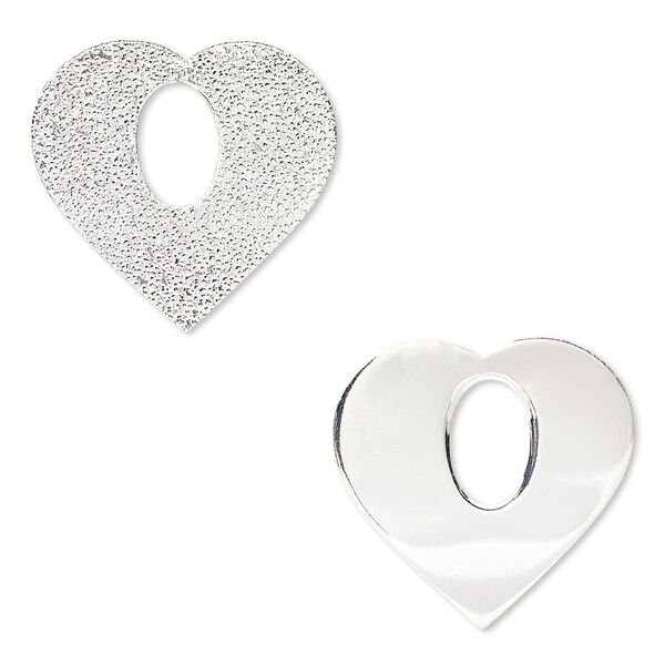 Component, sterling silver-filled, 23x22mm single-sided textured heart go-go. Sold per pkg of 2. image number 0