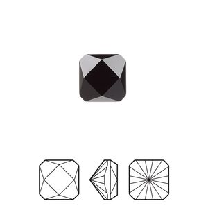 Fancy stone 2pk jet, Crystal Passions® 10mm prismatic square 4499