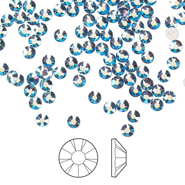 Flat back 144pk denim blue AB foil back, Preciosa MAXIMA Czech crystal hotfix rhinestone 3-3.2mm chaton rose round SS12 image number 0