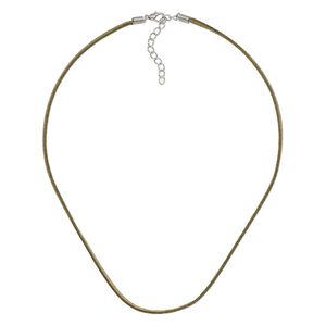 Necklace cord, faux suede with imitation rhodium-finished steel and "pewter" (zinc-based alloy), green, 3mm wide, 18 inches with 2-inch extender chain and lobster claw clasp. Sold per pkg of 10.