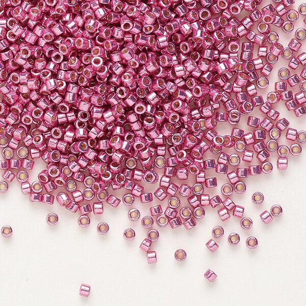Seed bead, Delica®, glass, pkg/7.5g, #11 round, Duracoat® opaque galvanized hot pink (DB-1840). image number 0