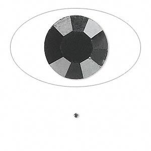 Chaton, glass rhinestone, jet, foil back, 1.3-1.35mm faceted round, PP6. Sold per pkg of 72.