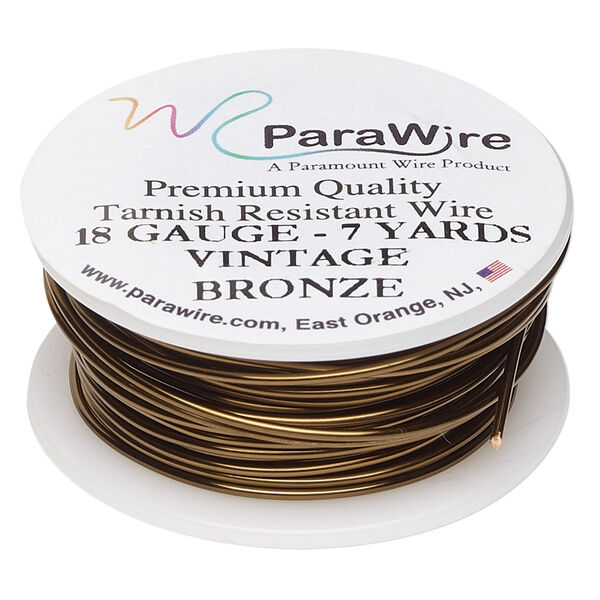 Wire, ParaWire™, vintage bronze-finished copper, round, 18 gauge. Sold per 7-yard spool. image number 0