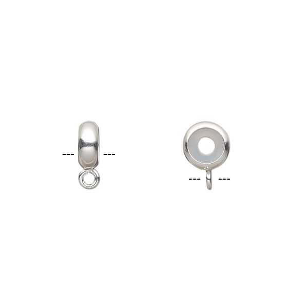Bead keeper, sterling silver and silicone, clear, 7x3mm rondelle with closed loop. Sold per pkg of 2. image number 0