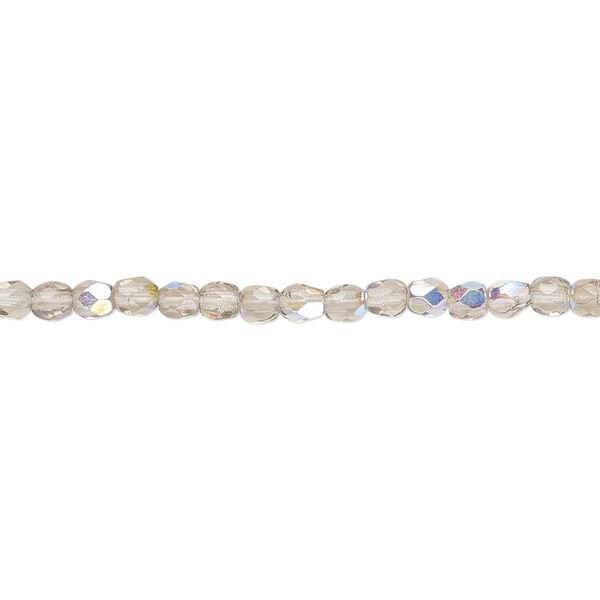 Bead, Czech fire-polished glass, smoke AB, 3mm faceted round. Sold per 15-1/2" to 16" strand. image number 0