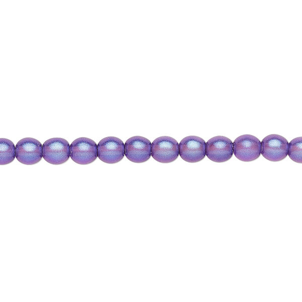 Bead, Czech pressed glass, pearlized dark blue, 4mm round. Sold per 15-1/2" to 16" strand, approximately 100 beads. image number 0
