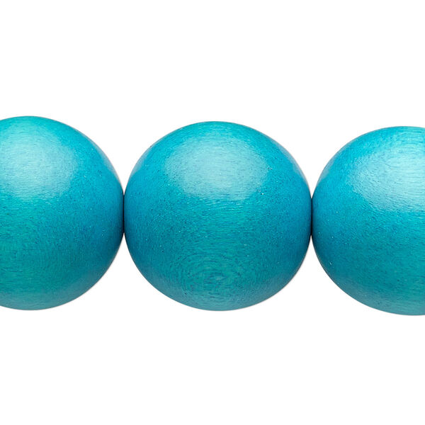 Bead, Taiwanese cheesewood (dyed / waxed), turquoise blue, 19-20mm round. Sold per 15-1/2" to 16" strand. image number 0