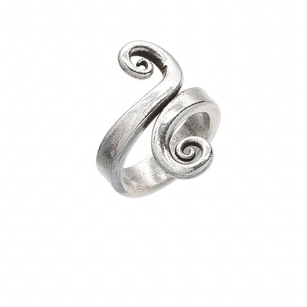 Ring, Hill Tribes, sterling silver, 24mm wide with bypass spiral, adjustable size 7-1/2. Sold individually. image number 0