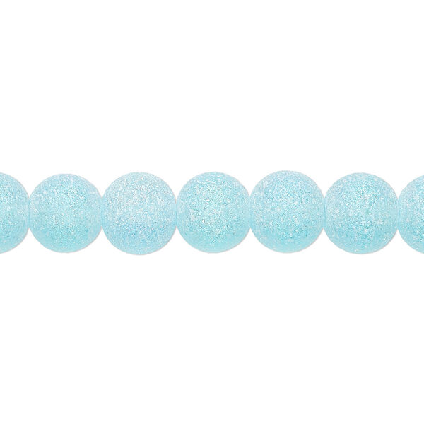 Bead, coated glass, translucent matte turquoise blue AB, 7-8mm uneven round. Sold per 15-1/2" to 16" strand. image number 0