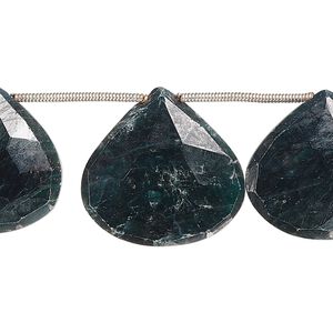 Emerald 1pkg10, hand-cut top-drilled faceted puffed teardrop bead 19-23mm