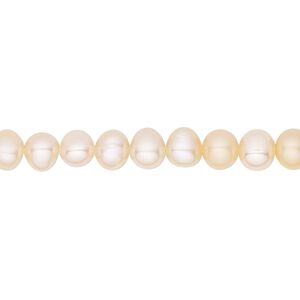 Pearl, White Lotus™, cultured freshwater, peach, 5-5.5mm semi-round, B grade, Mohs hardness 2-1/2 to 4. Sold per 15-1/2" to 16" strand.