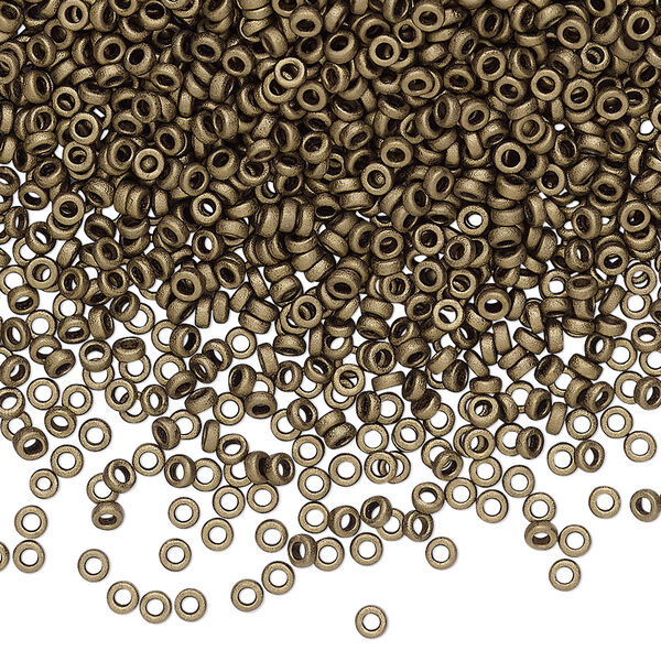 Seed bead, Miyuki, glass, pkg/10g, 2.2x1mm spacer rondelle, opaque matte brown, (SPR2.2-2006). image number 0