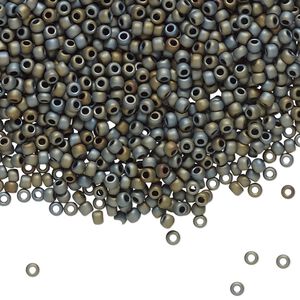 Seed bead, TOHO BEADS®, glass, pkg/7.5g, #11 round, opaque matte iris grey (TR-11-613).