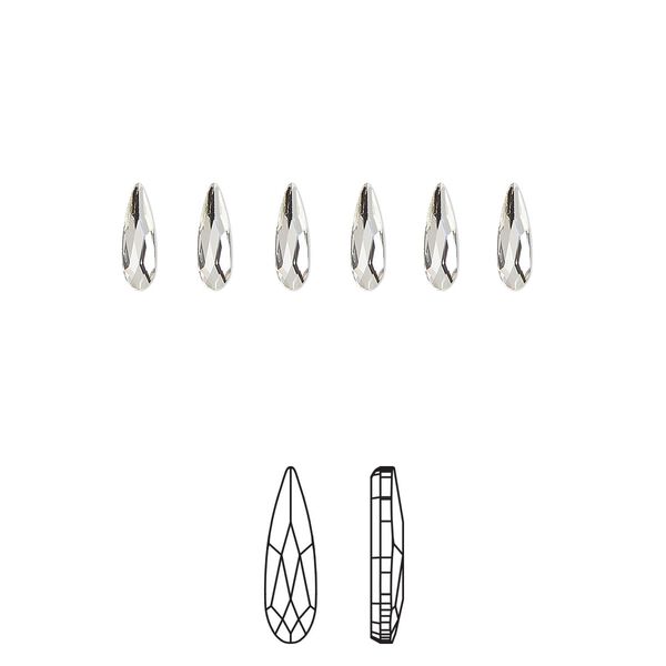 Flat back 360pk crystal foil back, Swarovski® 6x1.7mm raindrop 2304 image number 0