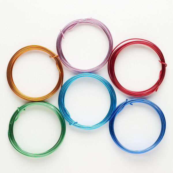 Wire assortment, anodized aluminum, pkg/(6) 1.5m, round, mixed colors, 16 gauge. image number 0
