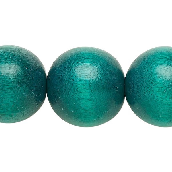 Bead, Taiwanese cheesewood (dyed / waxed), dark green, 19-20mm round. Sold per 15-1/2" to 16" strand. image number 0