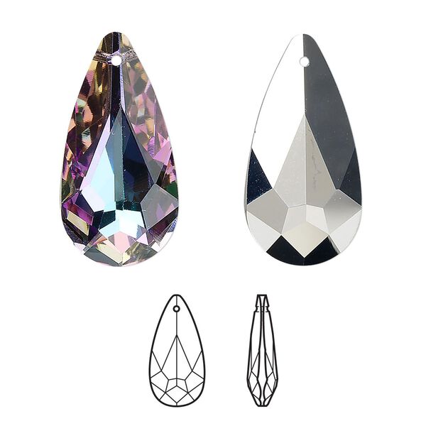 Drop 1pk crystal vitrail light, Crystal Passions® 24x12mm pendant teardrop 6100 image number 0