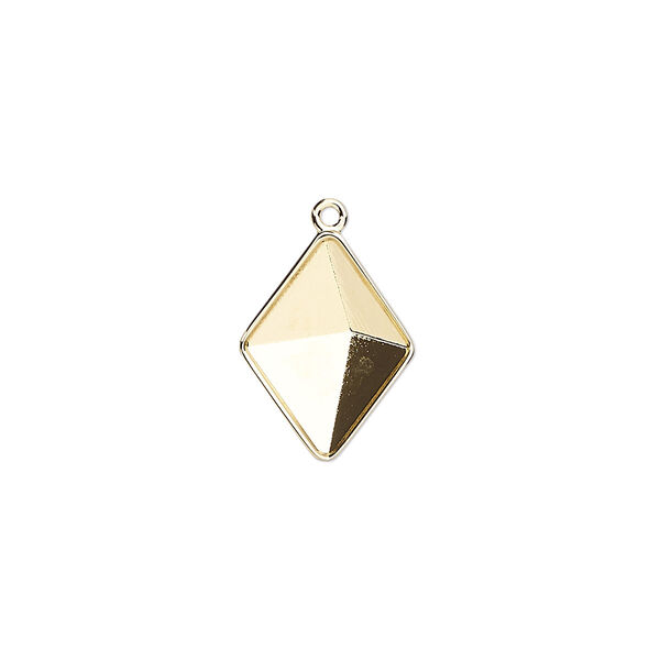 Drop, Almost Instant Jewelry®, gold-plated brass, 16x12mm with 14x10.5mm tilted spike setting (4929/C). Sold individually. image number 0