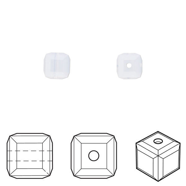 Bead 6pk white opal, Crystal Passions® 6mm cube 5601 image number 0