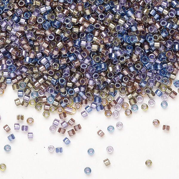 Seed bead, Miyuki Delica®, glass, pkg/250g, #11 round, transparent inside dyed color purple/bronze mix (DB0986). image number 0