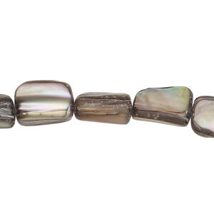 Mother-of-pearl shell 1pkg1, stick bead 15 inch silver 9x8mm-12x9mm