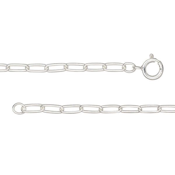Chain, sterling silver, 2.6mm paperclip, 18-inches with springing clasp. Sold individually. image number 0