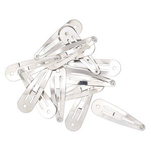 Hair clip, silver-finished steel, 39x11mm. Sold per pkg of 12.