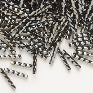 Bugle bead, Dyna-Mites™, glass, opaque iris gold, 12mm twisted. Sold per 50-gram pkg.