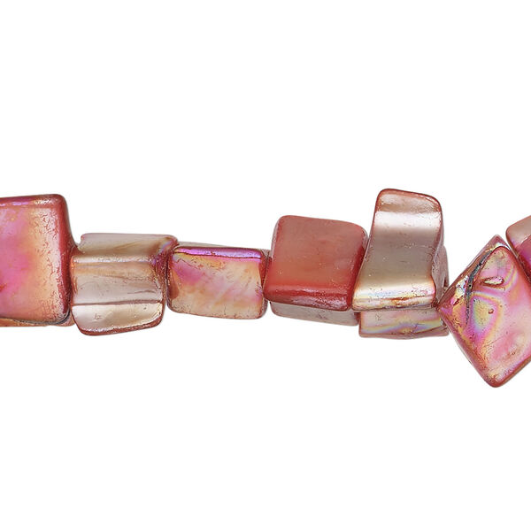 Mother-of-pearl shell 1pkg1, triangle tube bead 15 inch light red AB 6x6mm-13x9mm image number 0