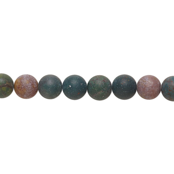 Indian bloodstone 1pkg1, matte round bead natural B grade, 8 inch 6mm image number 0