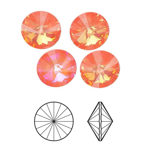 Chaton 12pk crystal ultra orange AB, Crystal Passions® 12mm rivoli 1122 image number 0