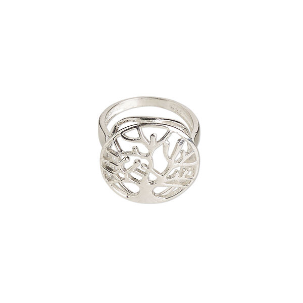 Ring, sterling silver, 20mm wide with cutout tree of life, size 7. Sold individually. image number 0