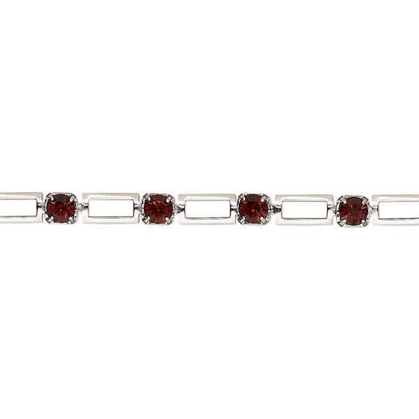 Cupchain, VINTAGE Crystal™, imitation rhodium-plated brass and crystal, burgundy, 3.3mm round. Sold per pkg of 1 meter. image number 0