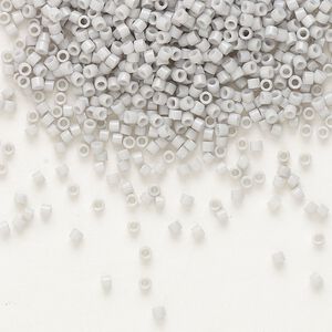 Seed bead, Delica®, glass, pkg/7.5g, #11 round, opaque glass enamel light smoke (DB-1498).