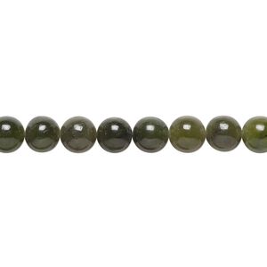 Nephrite jade 1pkg1, round bead natural 15.5-16 inch 6mm