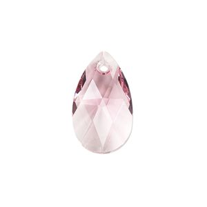 Drop 96pk light rose, Swarovski® 22x13mm pendant pear 6106