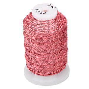 Thread, Purely Silk™, 3-ply, coral, size FFF. Sold per 92-yard spool.