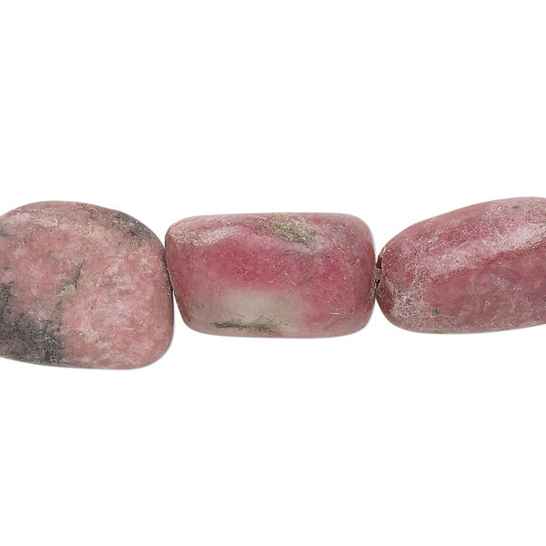 Bead, rhodonite (natural), medium to large tumbled nugget, Mohs hardness 5-1/2 to 6-1/2. Sold per 15" to 16" strand. image number 0