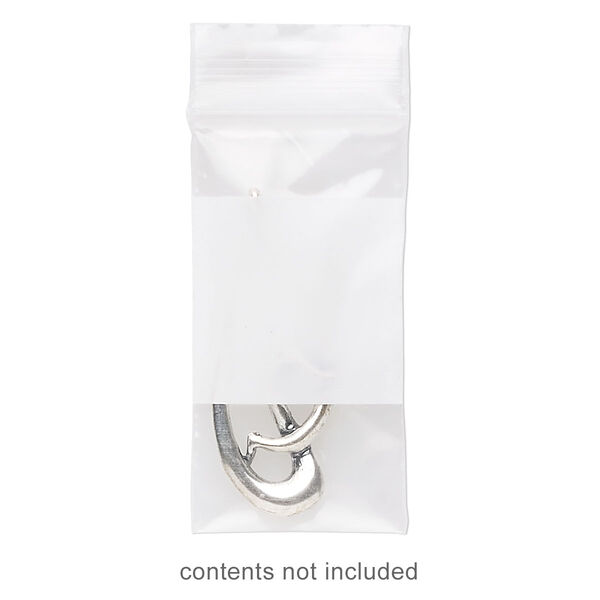 Bag, Tite-Lip™, plastic, clear and white, 2x1-inch top zip with block. Sold per pkg of 100. image number 0