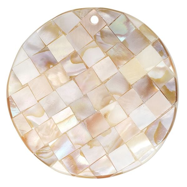 Focal, black lip shell / gold lip shell / mother-of-pearl shell (assembled), 48-51mm single-sided concave round, Mohs hardness 3-1/2. Sold individually. image number 0