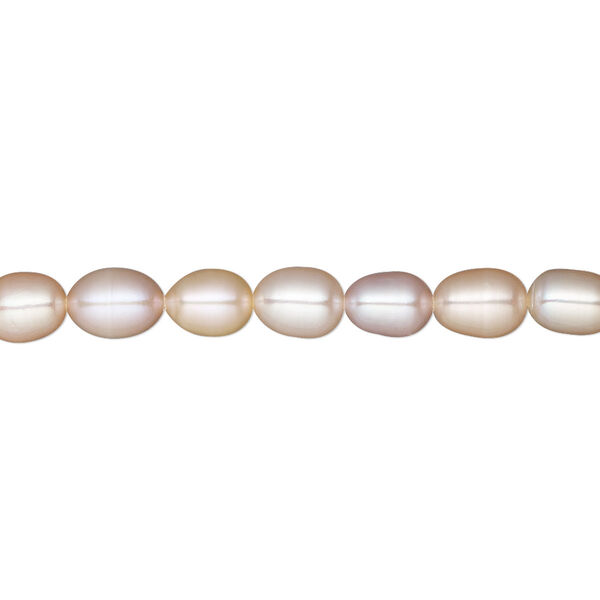 Pearl, White Lotus™, cultured freshwater, mauve and peach, 5-5.5mm rice, B grade, Mohs hardness 2-1/2 to 4. Sold per 15-1/2" to 16" strand. image number 0