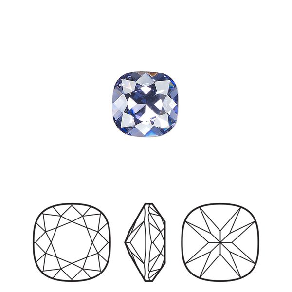 Fancy stone 2pk tanzanite foil back, Preciosa MAXIMA Czech crystal rhinestone 10mm cushion square image number 0