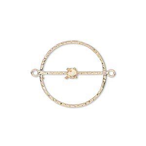 Link, 14Kt gold-filled, 20mm textured flat round with 4mm round setting. Sold individually.