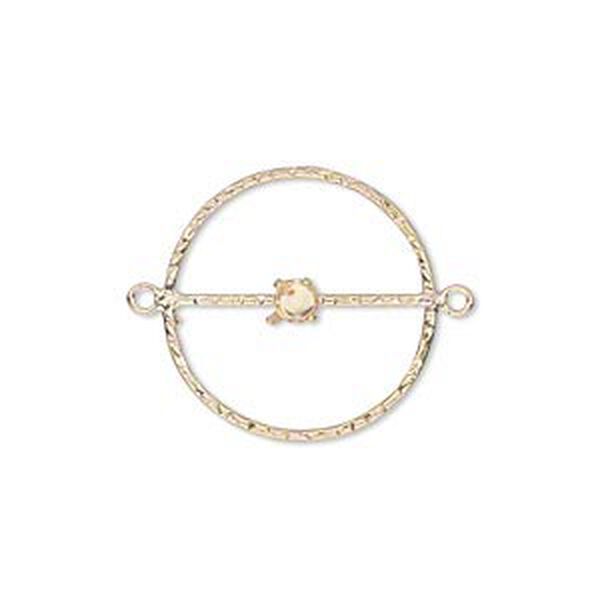 Link, 14Kt gold-filled, 20mm textured flat round with 4mm round setting. Sold individually. image number 0