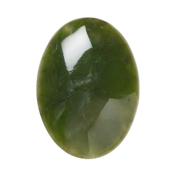 Cabochon, nephrite jade (natural), 30x22mm calibrated oval, B grade, Mohs hardness 6 to 6-1/2. Sold individually. image number 0