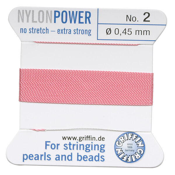 Thread, Griffin, nylon, dark pink, size #2. Sold per 2-meter card (approximately 78 inches). image number 0