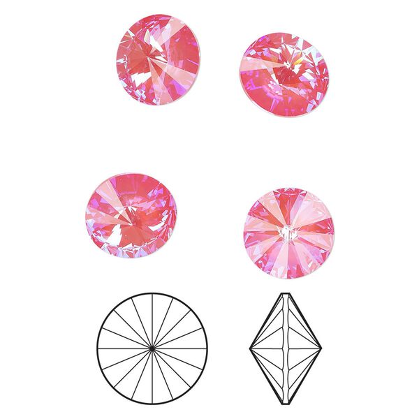Chaton 4pk crystal lotus pink DeLite, Crystal Passions® 14mm rivoli 1022 image number 0