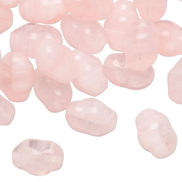 Bead, Czech pressed glass, translucent light pink, 12x9mm oval. Sold per 2-ounce pkg, approximately 50 beads. image number 0