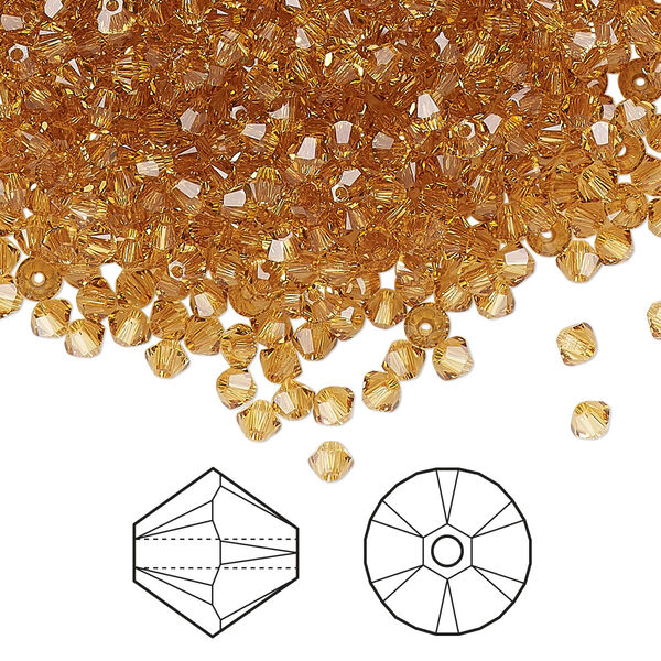 Bead 144pk golden topaz, Crystal Passions® 3mm bicone 5328 image number 0
